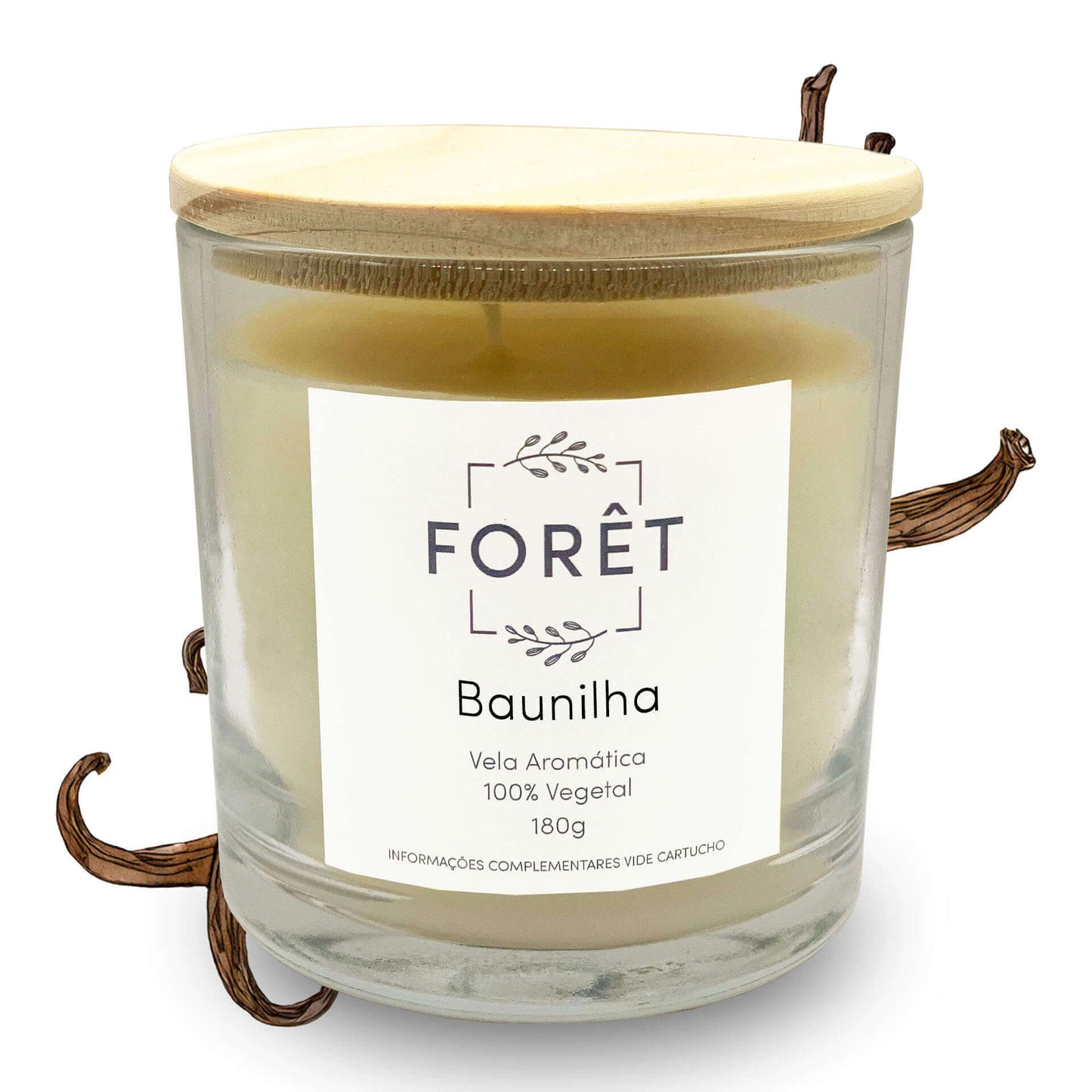 180g Vela Aromática Baunilha Forêt Vela Perfumada